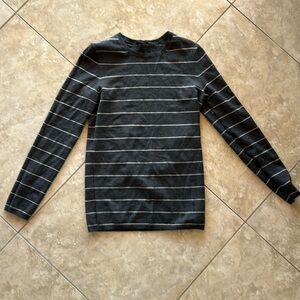 Theory Grey/White Striped Wool Sweater, Size Medium - Like New